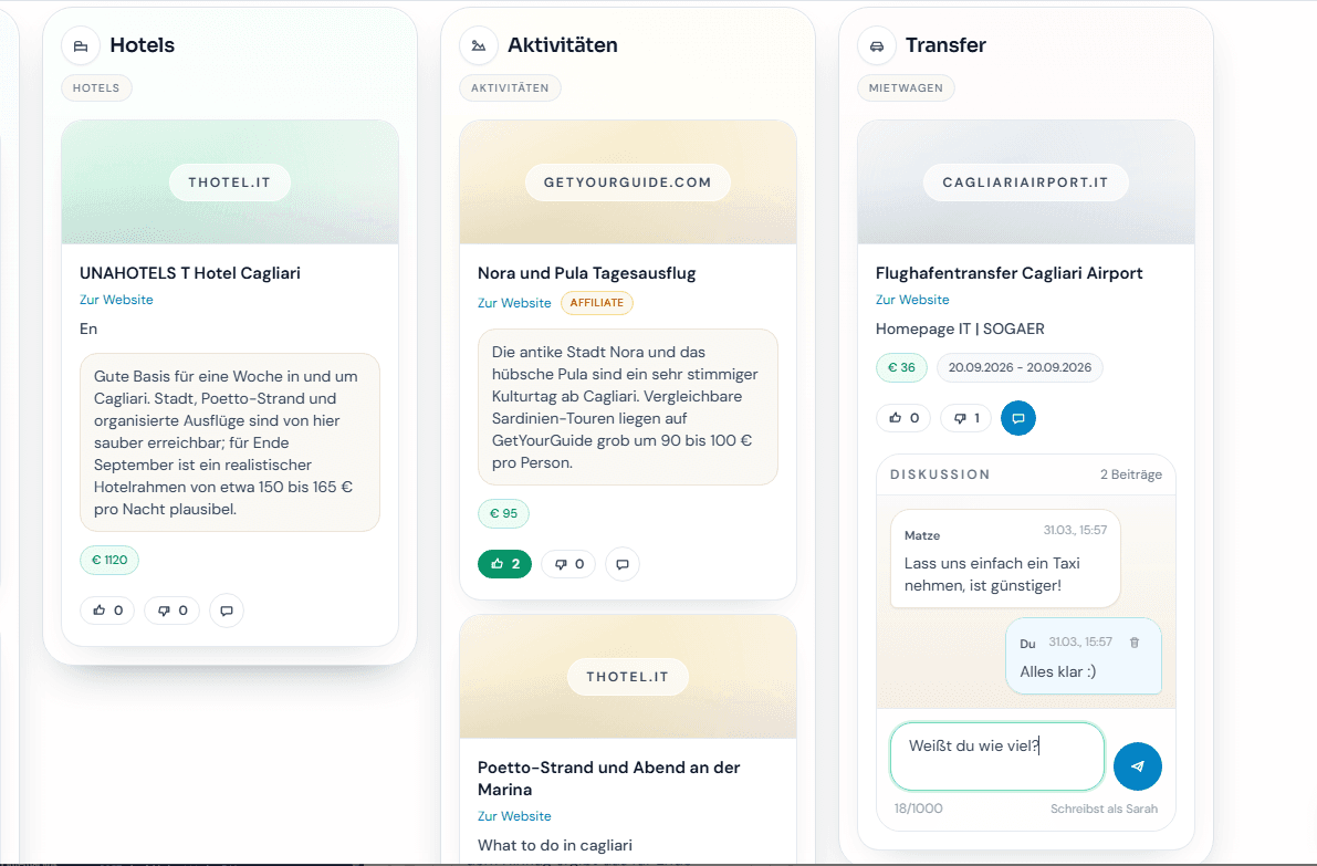 Abstimmung und Diskussion in TripPair